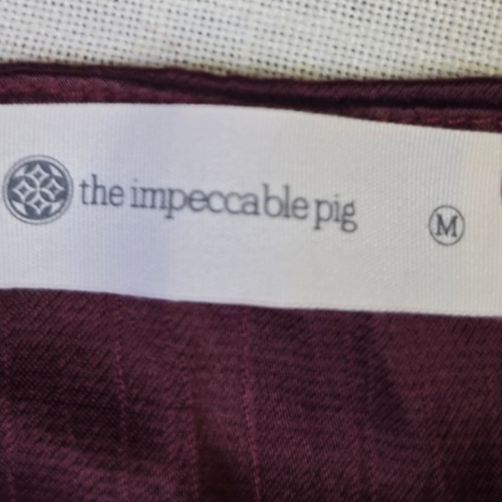 The Impeccable Pig Burgundy Cupro Blend Mini Slip Dress Size Medium DSD-21944B - Picture 4 of 6